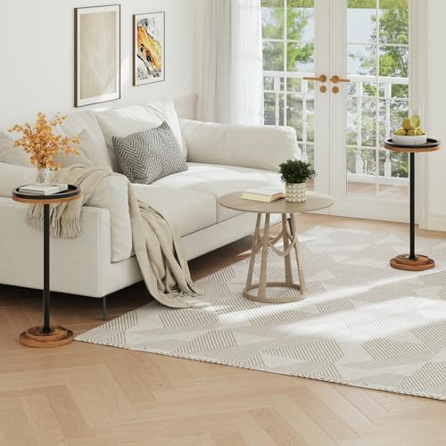 HOOBRO Small Round Side Tables, Drink Tables, Coffee Martini Tables - Image 2