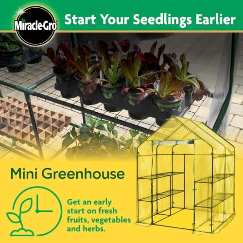 Miracle-Gro Walk-in Greenhouse, Removable Shelves, Clear, 4'8" Square - Image 5