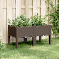 Brown Elevated Garden Planter with Legs, 31.5x15.7x16.5 Inch Polypropylene Planter Box for Climbing Plants, Rattan Look Design for Patio and Terrace by Unknown