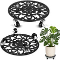 2 Pack Cast Iron Plant Caddy with Wheels Heavy Duty 12 Inch Plant Rollers by PartyZealot