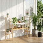 APRTAT Bamboo 2-Tier Indoor Plant Stand, Multi-Level Plant Holder - Image 5