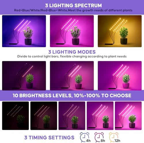 Plant Stand Indoor, 8 Tiered 64" Tall Plant Stands with Grow Lights, Metal Plant Shelf for Multiple Plants, Corner Plant Stand, Modern Home Decor for Living Room, Patio - Image 4