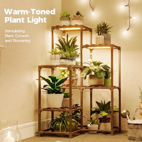 Bamworld Plant Stand with Grow Light for Indoor Plants Growing Corner Plant - Image 2
