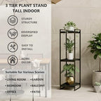 45" Tall Indoor Plant Stand, 3-Tier Flower Pot Rack, Black - Image 6