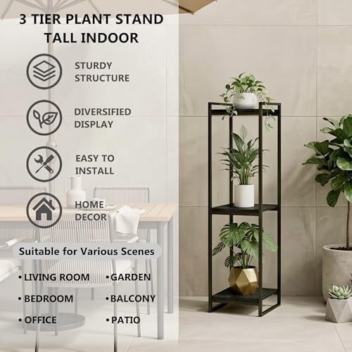 45" Tall Indoor Plant Stand, 3-Tier Flower Pot Rack, Black - Image 6