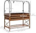 Outsunny Raised Garden Bed with Cover and Storage Shelf, Dark Brown - Image 7