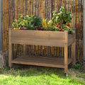VEIKOU 48x24x33in Cedar Raised Garden Bed, Planter Raised Beds with Lockable Wheels, Storage Shelf, Raised Garden Beds Outdoor for Backyard, Patio, Balcony, Rustic by WITHVEIKOUWITHLEISURELIFE