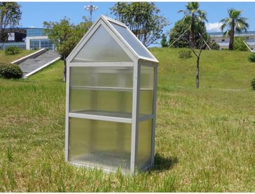 Mini Greenhouse , Tiered Plant Stand for Indoor/Outdoor Use, Small Wooden Green House with Adjustable Shelves & Roof Panels, Greenhouse Cabinet Fit for Plants, Herbs, Tomatoes - Image 5