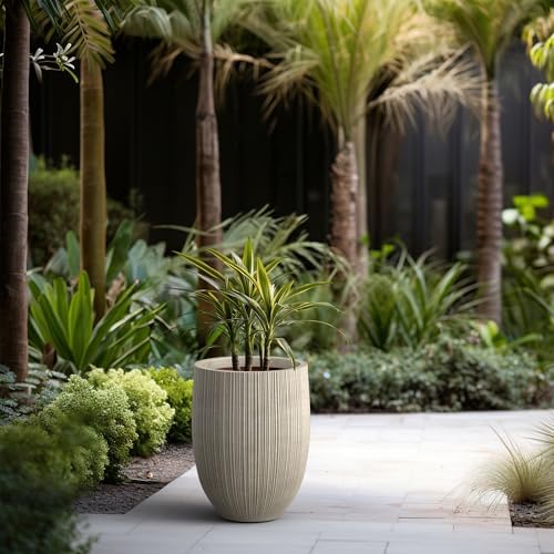 Kante Small Round Bullet Weathered Concrete Planter 21.7" Tall, Outdoor - Image 4