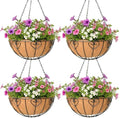 4 Pack Hanging Planter for Outdoor Plants 14 inch Metal Hanging Flower Basket with Coco Coir Liner Round Wire Plant Holder Chain Flower Pots Outdoor Garden Decoration Watering Hanging Baskets（AX） by Unknown
