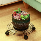 6 Packs Large Metal Plant Caddy with Wheels 13" and 11.8" Heavy-duty Wrought Iron Rolling Plant Stands with Casters Plant Dolly Plant Roller Base Indoor and Outdoor Plant Pot Movers Planter Rollers - Image 4