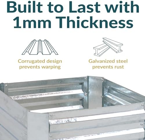 Sunnydaze Galvanized Raised Garden Bed, Square, 2x2x1 ft, Silver - Image 2