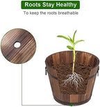Wooden Whiskey Barrel Planters,Wooden Pot Set,3 PCS Large Wooden Planter Barrel Set, 11.5"(Dia)- 18"(Dia) Real Wood Indoor/Outdoor Flower Pot w/Drainage Holes, Different Sizes, Large Garden Container - Image 7