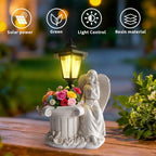 Solar Angel Garden Outdoor Statues with Solar Lights and Flowerpot Decor Angel Figurines Sculptures Resin Outdoor Statues for Patio Yard Lawn Balcony Mom Grandma Gifts - Image 4