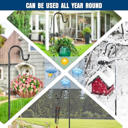 Ottsuls Shepherds Hooks with 5 Prongs Base for Outdoor - 92" Adjustable Bird Feeder Pole for Outside Hanging, Garden, Hummingbird Feeder, Plant Baskets, Solar Light Lanterns, Wedding Decor (1 Pack) - Image 5
