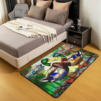 Erosebridal Stained Glass Stone Area Rug 4'11" x 3'3" Mallard Duck River Living Room Rugs Colorful Wild Animal Plant Decorative Carpet Moss Abstract Geometric Indoor Floor Mat - Image 3