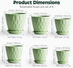 Plant Pots, Self Watering Planters with Drainage Holes and Trays, Flower Pots for Indoor Outdoor - 6 Pack(4/5/6/6.5/7/8 Inch) (Light Green) - Image 2