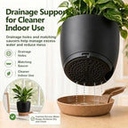 Plant Pots for Indoor 9/8/7/6.5/6/5 Inch, Self Watering Planter Pots with Drainage Holes and Saucers, 6Pcs Plastic Flower Pots for Indoor & Outdoor Plants（Black） - Image 3