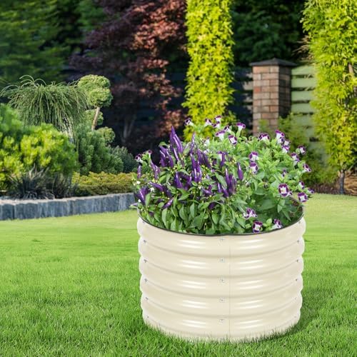 Aoodor 17" Tall 24" Metal Raised Garden Bed, Beige - Image 2
