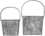 Metal Wall Pocket Planters Set of 2 Rustic Farmhouse Hanging Wall Vases Olive Green Galvanized Steel Indoor Outdoor Garden Decor 14" x 6" by STC+World