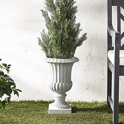 Nearly Natural - 7507 Decorative Urn (Indoor/Outdoor), 11 In. W x 11 In. D x 16.5 In. H, Gray - Image 2