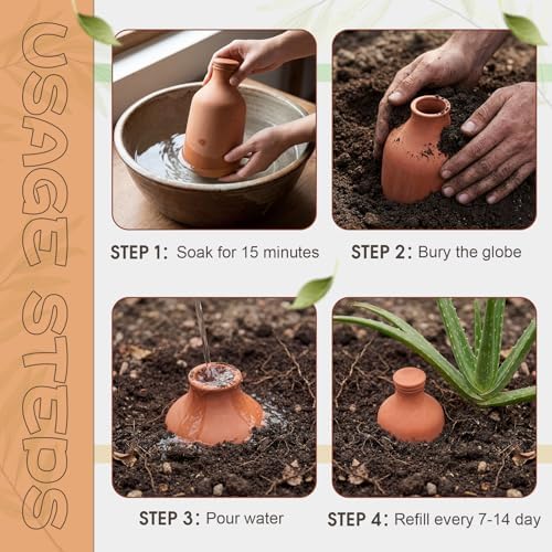 DoubleFill Ollas Terracotta Watering Pots, 50 oz, 2 Pcs - Image 3