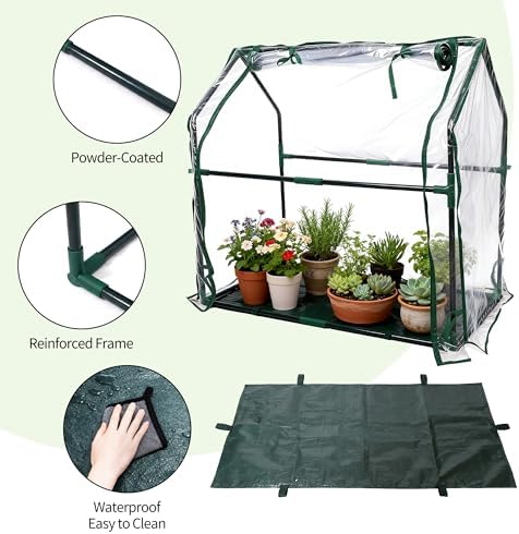 PROWORX Mini Greenhouse 36"×18"×33" Small Greenhouse Seed Starting Waterproof Floor Mat Portable Greenhouse Patio Balcony and Garage Indoor & Outdoor - Image 5