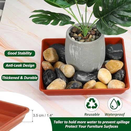 PATIKIL Plant Saucer Tray, 15 Pack 10 Inch Plastic Square Plant Saucer Flower Planter Drip Tray for Indoors Outdoors Patio Balcony, Terracotta - Image 4