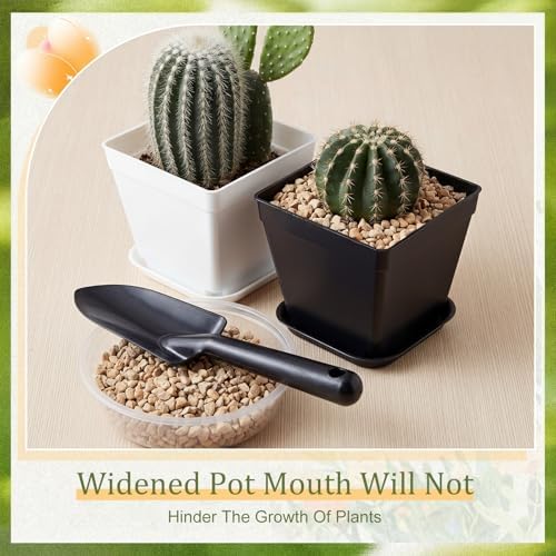 Amyhill 100 Pcs 4 Inch Small Plants Pot Bulk Flower Pots,Black and White - Image 6