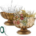 2 Pcs Metal Compote Vase, Floral Centerpiece Bowls, Gold Bronze by Unknown