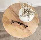 Kate and Laurel Dahl Wooden Round Drink Table; 12 x 23; Natural Brown; Transitional Boho Circle Wood Accent Pedestal Table for Living Room Plant Stand or Small Bedroom Nightstand - Image 6