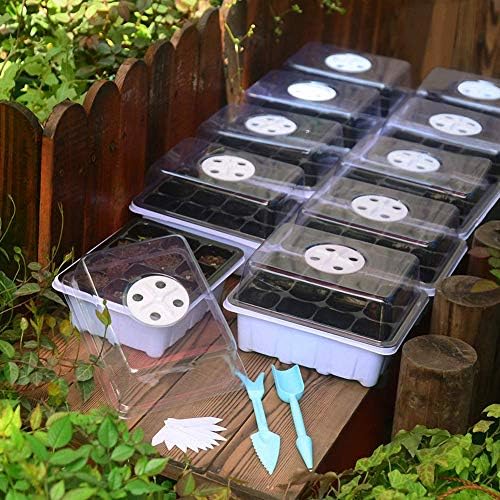 Ulalaza 10 Pack 6 Holes Seed Starter Trays Seedling Tray Humidity Adjustable Plant Starter Kit with Dome and Base Greenhouse Grow Trays for Seeds Growing Starting - Image 3