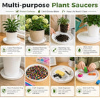 8 Packs 18 Inch Plastic Plant Saucers for Indoor Outdoor, Plant Water Catcher Tray for Pots, Bulk Flower Pot Saucers, Drip Trays for Potted Plants, Round Plates to Catch Water, White - Image 5