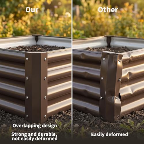 2 Pack Galvanized Raised Garden Bed Kit, Large Rectangular Metal Oval Raised Garden Beds, Outdoor Deep Root Box Planter for Gardening, Vegetables, Flowers, Herbs (4x2x1FT, Brown) - Image 4