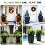 Resin Tall Planters Set of 4, 23" Large Taper Outdoor Planter Pots - Image 6