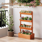 Wooden Raised Garden Bed Vertical Planter Box, Freestanding Plant Stand for Indoor Outdoor Plants, Herbs, Flowers, Vegetables, Gardening (Reddish Brown, 4-Tier，29.9 x 17.9 x 55in) - Image 5