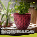 Headwind Glazed Ironstone Diamonte Collection – Crimson Red 10-Inch Decorative Plant Pot, Indoor & Outdoor, Vintage Diamond-Textured, Lightweight & Weather-Resistant for Garden Use by Robert Allen - Image 4