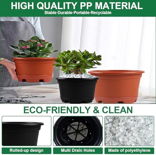 KPUVX 5 Packs 13 inch Plant Pot with Saucer,Outdoor Flower Pots - Image 4