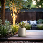 Kante Small Round Curved Weathered Concrete Planter 11.8" Dia, Outdoor - Image 5