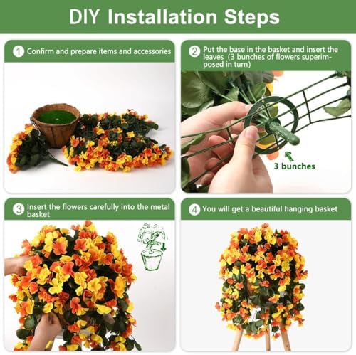IINQCMY Artificial Flowers Fall Hanging Baskets Outdoors UV Resistant - Image 6