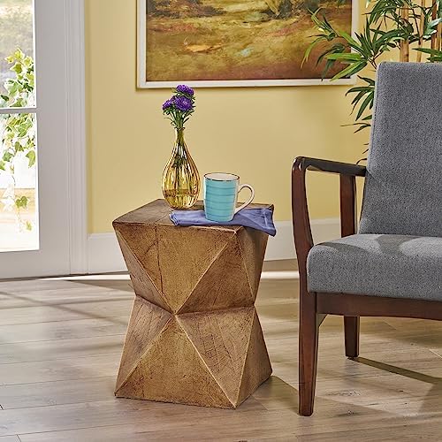 ø12.5'' Concrete Side Table End Table for Outdoor & Living Room, Modern Retro Hourglass Shape Style, Durable and Lightweight, Cement Material, No Assembly, Natural - Image 4