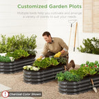 Best Choice Products 4x2x1ft Outdoor Metal Raised Garden Bed Outdoor, Oval Deep Root Planter Box for Vegetables, Flowers, & Herbs, 51 Gallon Capacity, Rubber Edge Guard, 100% Non-Toxic - Wood Grain - Image 3