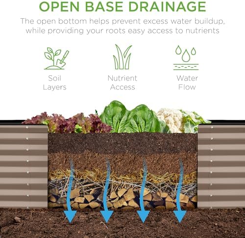 Best Choice Products 8x2x2ft Raised Outdoor Metal Garden Bed, Deep Root Box Planter for Vegetables, Flowers, Herbs, 240 Gallon Capacity, 100% Non Toxic Materials - Taupe - Image 5