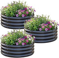 AHEONLAR 3Pack 2x2x1 ft Round Galvanized Raised Garden Bed Kit Round Metal Flower Box Large Planter Raised Beds Outdoor Garden for Planting,Fruit,Herb-Grey by garden
