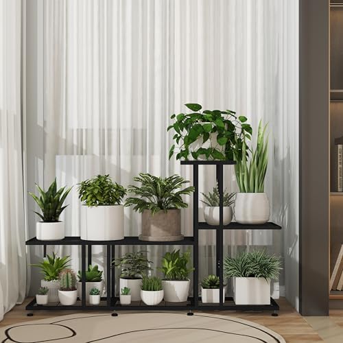 Corner Plant Stand Indoor Outdoor Plant Stands for Patio Black Metal Corner Plant Shelf 7 Tier Multiple Pots Planter Display Rack for Garden Office Living Room Decor,Heavy Duty & Thick (7-Tier) - Image 4