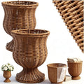 Goblet Urn Shape Wicker Planter,Rattan Woven Plant Basket, Rustic Flower Vase, Rattan Urn Vases & Planters Pot for Boho Home Outdoor Plants Décor (2PCS) by Unknown
