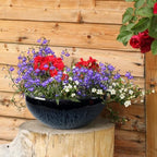 11 Inch Glazed Terracotta Plant Pot Round Ceramic Succulent Planter Pot with Drainage and Mesh Pad Cactus Clay Bonsai Pot (Blue) - Image 3
