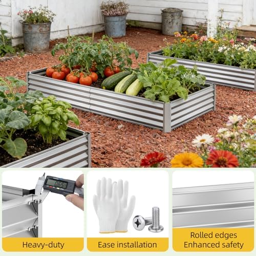 SUPERLELE 6x3x1ft Silver Galvanized Raised Garden Beds Kit - Image 3