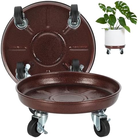2 Pack 12 Inch Plant Caddy w/Wheels Heavy Duty, 320 lbs Capacity by OBMMIRAO