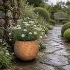13.5" H x 17"Dia Brown Fiberstone Planter Pot with Drainage Hole, Large Round Handcrafted Decorative Flower Pot for Indoor Outdoor Plants, Rustic Stone-Look Planter for Patio, Porch, Garden&Home Décor - Image 3